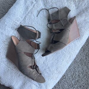 Brown Wedge Lace Up Sandals